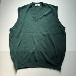 Vintage United Colors of Benetton 100% Wool Vest Size Large Made In Italy Green